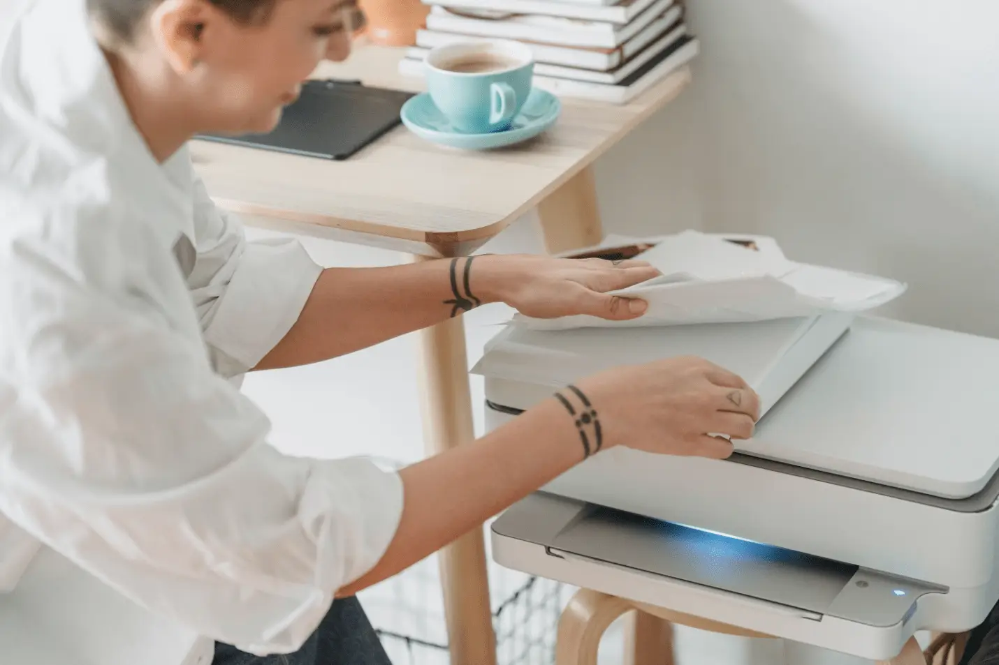 Female using a monochrome printer