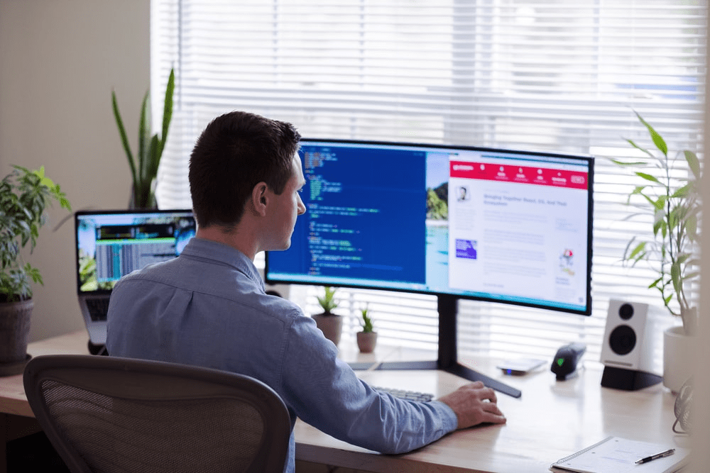 A person working on their computer