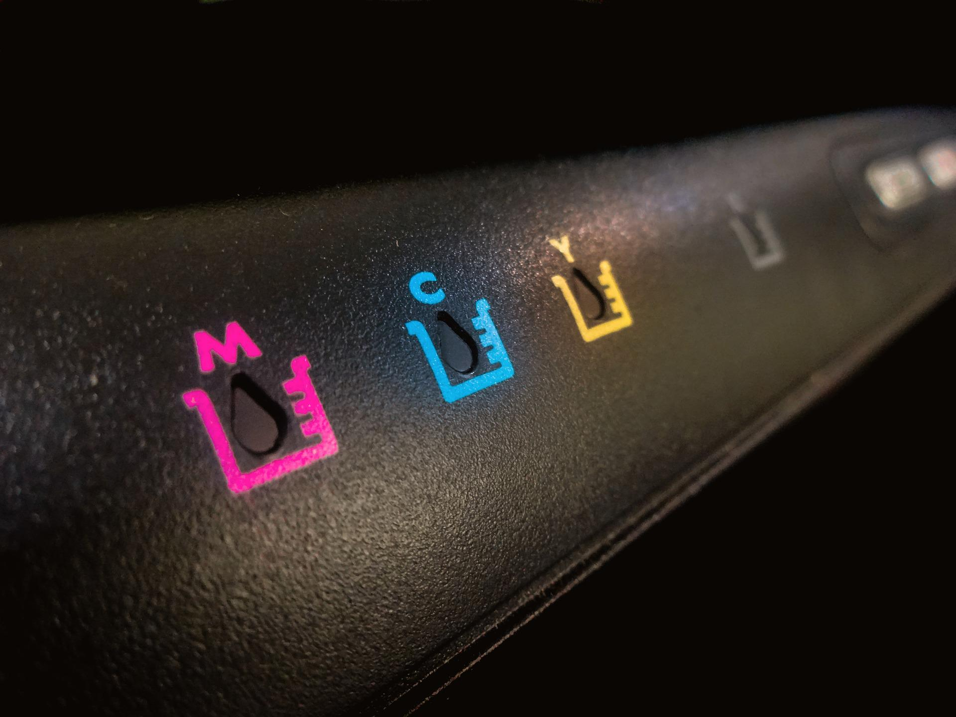 A close-up of a color printer