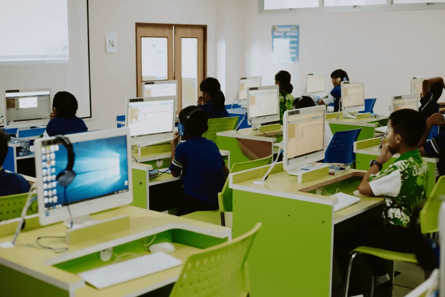 Students using computers
