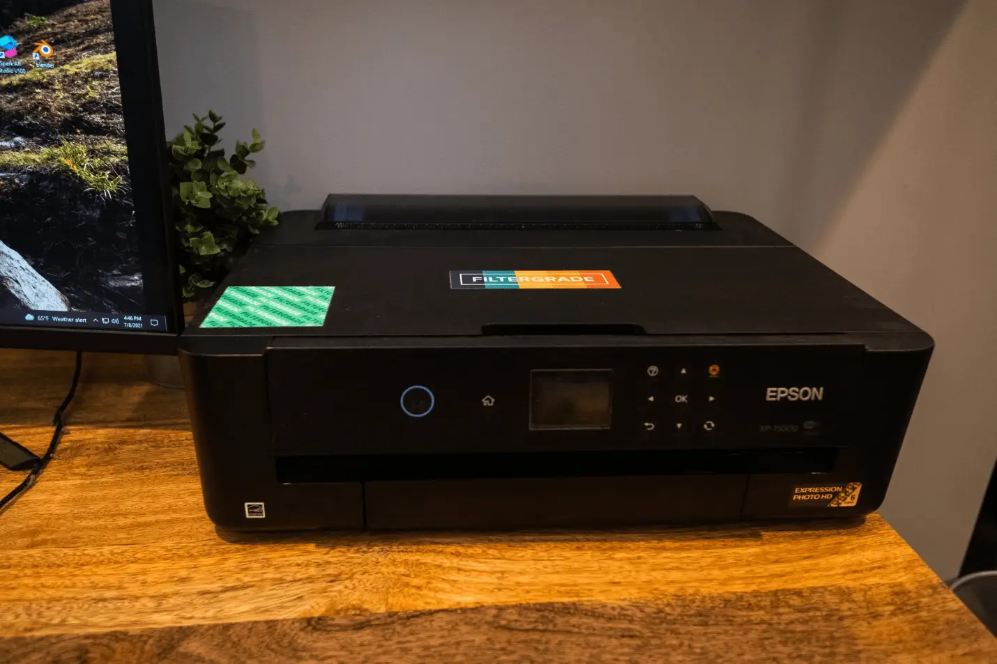 A black colored office printer