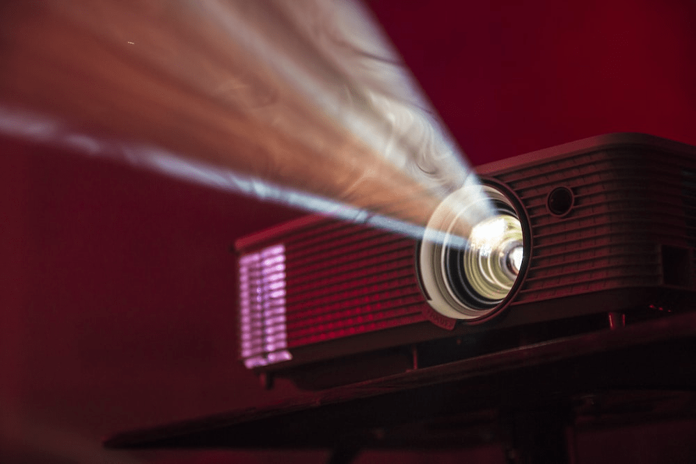 A projector that is operating. 